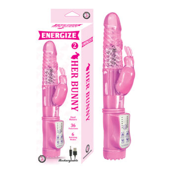 Energize Her Bunny 2 Rechargeable Dual Motors 36 Function 6 Rotation Modes Waterproof Pink
